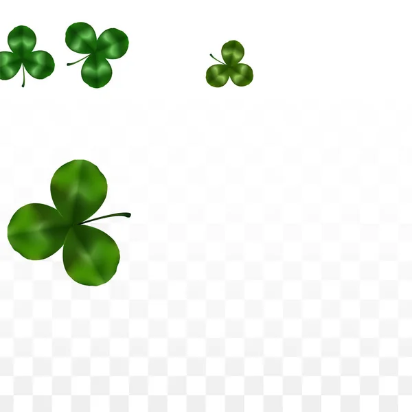 Vector Clover Leaf Isolated on Transparent Background with Space for Text День святого Патрика. Ірландія "Lucky Shamrock Poster". Підготовка концерту в пабі. Вид зверху. Успішні символи. — стоковий вектор