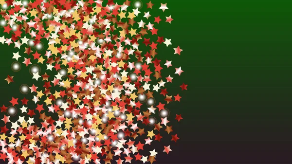 Glitter Starの記事のConfettiと現実的な背景。輝く光のテクスチャ。お祝いのパターン。スポットライト。スターダスト。クリスマスデザイン。コンフェッティの爆発だ。広告のデザイン. — ストックベクタ
