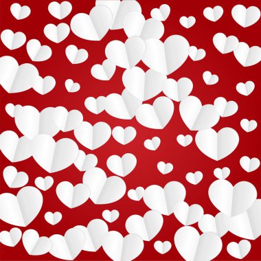 Hearts Confetti Düşen Arkaplan. Sevgililer Günü şablonu. Romantik Dağılmış Kalpler Tasarım Elementi. Sevgi. Tatlı bir an. Hediye. Satış ya da Kutlama için Sevimli Tasarım Elemanı.