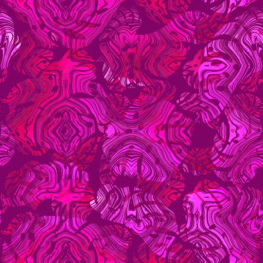 Soyut Kusursuz Tropikal Desen. Palm Leaves ve Stripes Arkaplanı. Mermer Tasarımlı Canavar Çizimi. Paketleme için Hawaii baskısı. Canavarlar ve Çizgilerle Tekrarlanan Orman Süslemesi.