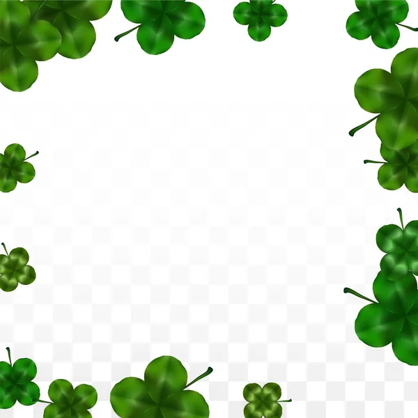 Vector Clover Leaf Isolé sur fond transparent avec espace pour le texte. Illustration de la Saint-Patrick. L'affiche de Lucky Shamrock en Irlande. Invintation for Concert in Pub. Vue du dessus. Symboles de réussite. — Image vectorielle