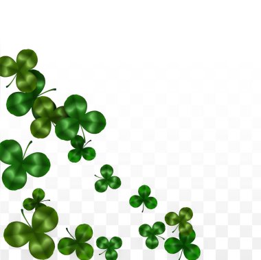 Vektör Yonca Yaprağı Saydam Arkaplanda Metin İçin Alan ile izole edildi. Aziz Patrick Günü İllüstrasyonu. İrlanda 'nın Şanslı Yonca Posteri. Pub 'daki konser icadı. Üst Manzara. Başarı Sembolleri.