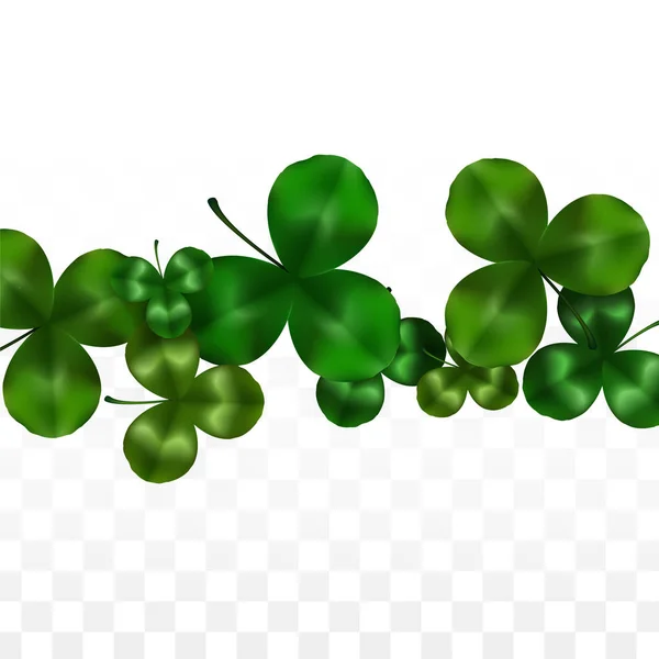 Vector Clover Leaf Izolált átlátható háttér szóköz szöveges. Szent Patrik napi illusztráció. Írország Lucky Shamrock plakátja. Meghívó koncertre a kocsmába. Top View-ban. Siker szimbólumok. — Stock Vector