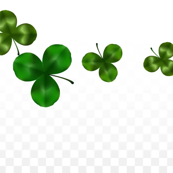 Vector Clover Leaf Isolated on Transparent Background with Space for Text День святого Патрика. Ірландія "Lucky Shamrock Poster". Підготовка концерту в пабі. Вид зверху. Успішні символи. — стоковий вектор