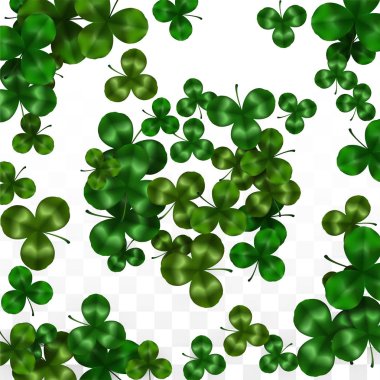 Vektör Yonca Yaprağı Saydam Arkaplanda Metin İçin Alan ile izole edildi. Aziz Patrick Günü İllüstrasyonu. İrlanda 'nın Şanslı Yonca Posteri. Pub 'daki konser icadı. Üst Manzara. Başarı Sembolleri.