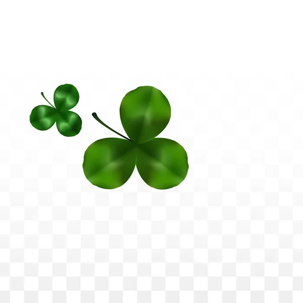 Vector Clover Leaf Isolerad på Transparent bakgrund med utrymme för text. St. Patricks Day Illustration. Irlands Lucky Shamrock-affisch. Invintation för konsert i Pub. Ovanifrån. Framgångssymboler. — Stock vektor