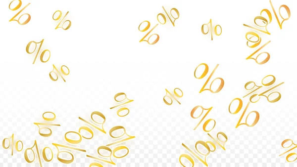 Luxury Vector Gold Percentuale Segno Confetti su Trasparente. Percentuale di vendita sfondo. Affari, Economia Stampa. Illustrazione di sconto. Poster promozionale. Black Friday Banner. Offerta speciale Template. — Vettoriale Stock