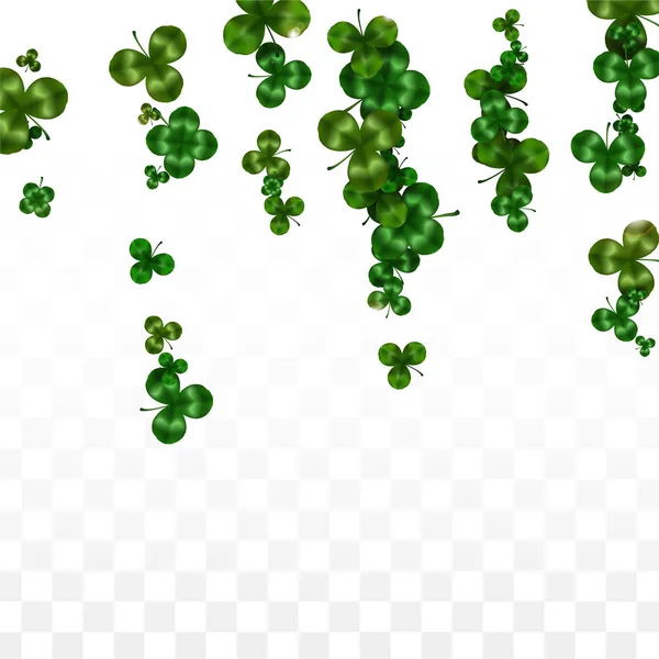 矢量克洛弗叶分离在透明的背景与文字的空间。圣帕特里克节图解。爱尔兰的幸运Shamrock Poster 。帕布协奏曲的创作。顶视图。成功的象征. — 图库矢量图片