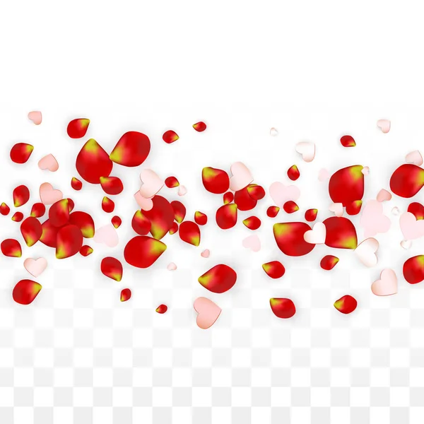 Vector Realista pétalos y corazones Confetti. — Vector de stock