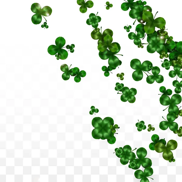 Folha de trevo vetorial isolada em fundo transparente com espaço para texto. Ilustração do Dia de São Patrício. Poster de Lucky Shamrock da Irlanda. Invasão para Concerto no Pub. Vista superior. Símbolos de sucesso. — Vetor de Stock