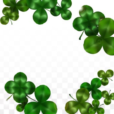 Vektör Yonca Yaprağı Saydam Arkaplanda Metin İçin Alan ile izole edildi. Aziz Patrick Günü İllüstrasyonu. İrlanda 'nın Şanslı Yonca Posteri. Pub 'daki konser icadı. Üst Manzara. Başarı Sembolleri.