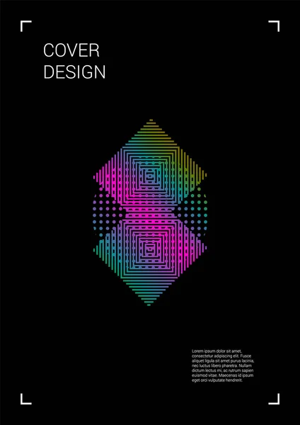Futurista Vector Geométrico Cover Design com Gradiente e Abstract Linhas e Figuras para o seu Negócio. Design de modelo com holograma, efeito gradiente para Festival Eletrônico. —  Vetores de Stock