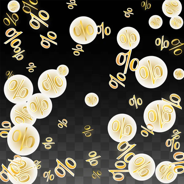 Luxury Vector Gold Percentage Sign Confetti na Transparente. Percentagem de fundo de venda. Business, Economics Print. Ilustração de Desconto. Cartaz de promoção. Black Friday Banner. Oferta especial Modelo. —  Vetores de Stock