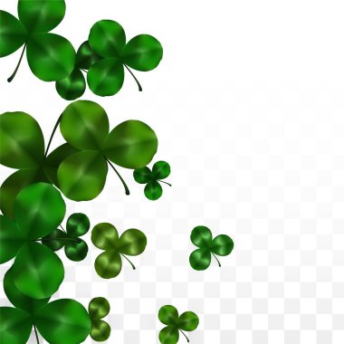 Vektör Yonca Yaprağı Saydam Arkaplanda Metin İçin Alan ile izole edildi. Aziz Patrick Günü İllüstrasyonu. İrlanda 'nın Şanslı Yonca Posteri. Pub 'daki konser icadı. Üst Manzara. Başarı Sembolleri.