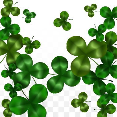 Vektör Yonca Yaprağı Saydam Arkaplanda Metin İçin Alan ile izole edildi. Aziz Patrick Günü İllüstrasyonu. İrlanda 'nın Şanslı Yonca Posteri. Pub 'daki konser icadı. Üst Manzara. Başarı Sembolleri.