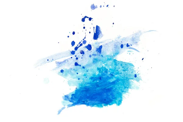Kifejező Absztrakt Akvarell Foltot Fröccsenő Csepp Kék Szín — Stock Fotó