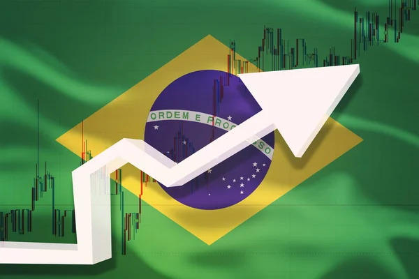 Cuadro Crecimiento Brasil Flecha Blanca Gráfico Stocks Crece Fondo Ondear —  Fotos de Stock