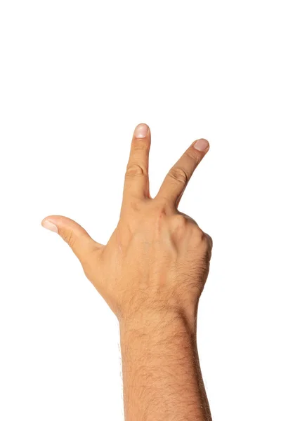 Рука Показывает Три Пальца Рука Запястье Номером — стоковое фото