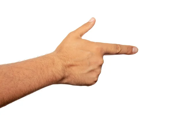 Людська Рука Вказівкою Пальця Щось Кнопка Інтерфейсу Або Натискання — стокове фото