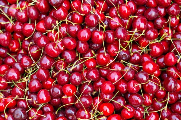 Pasar Organik Segar Cherry Layed Pasar Latar Belakang Close Buah — Stok Foto