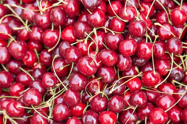 Pasar Organik Segar Cherry Layed Pasar Latar Belakang Close Buah — Stok Foto