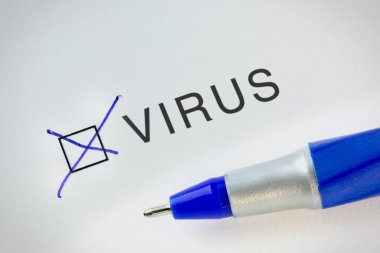 Form kutusunda işaretli olan test kağıdındaki virüs metni. Hastalık isimleri test serisi.