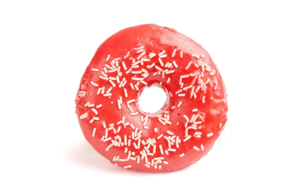 Rosado Donut Recortado Sobre Fundo Branco Com Sombra — Fotografia de Stock