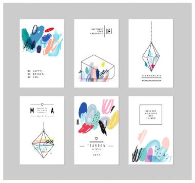 Geometrik şekillerle yaratıcı kart dizisini 