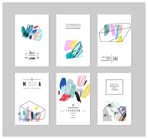 Conjunto de cartões criativos com formas geométricas —  Vetores de Stock
