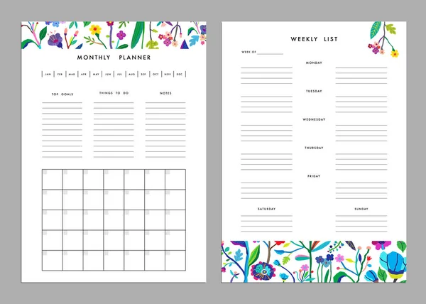 Monthly planner and weekly list templates — Stock Vector