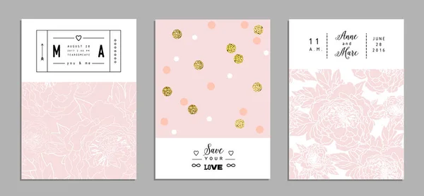 Colección de invitaciones románticas — Vector de stock