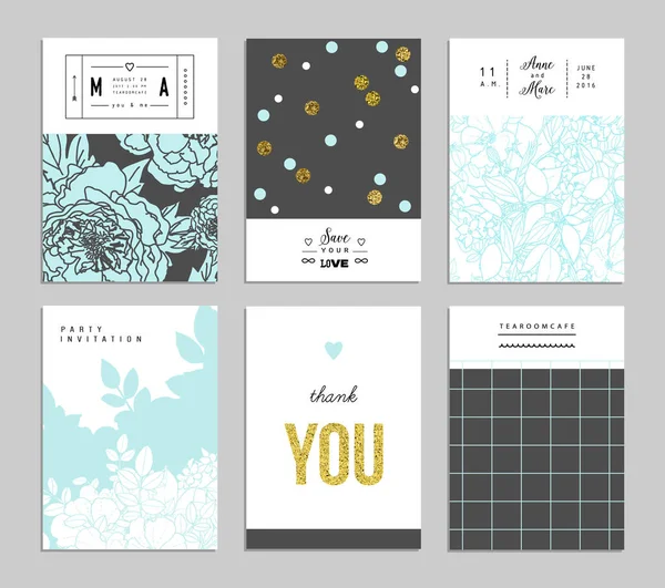 Colección de invitaciones románticas de moda — Vector de stock