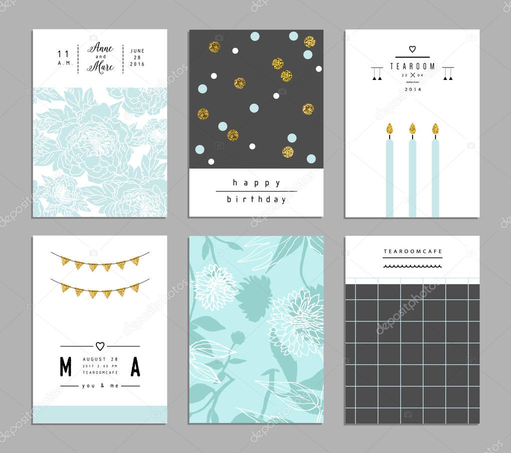 Collection of trendy romantic invitations 