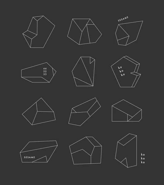 Set of geometric outline shapes — Stock Vector