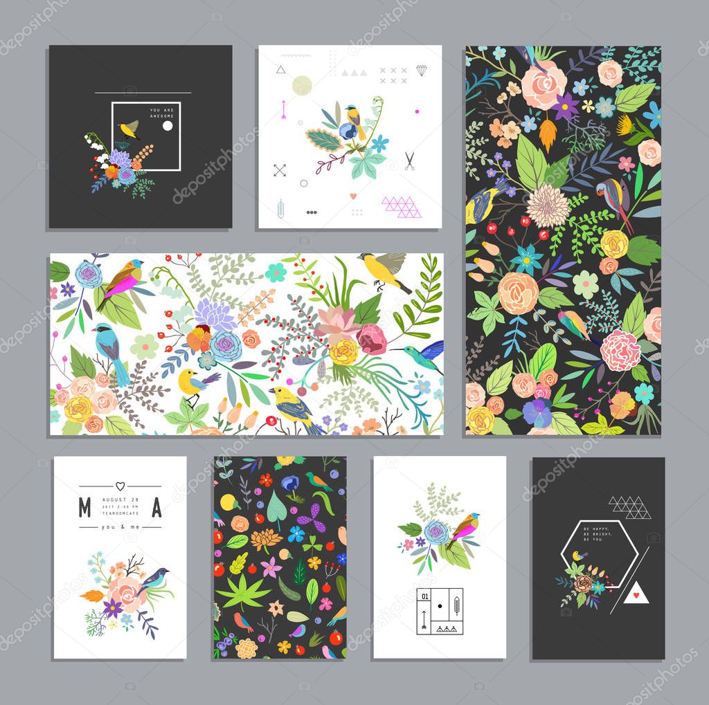 Set of floral cards