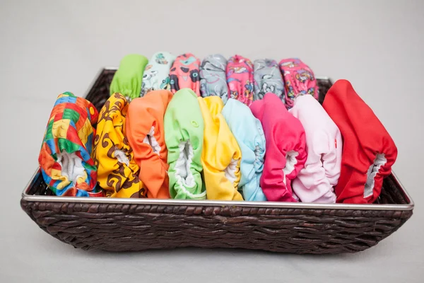 Cloth diapers in the basket — Stock Photo, Image