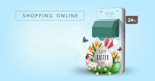 Super Sale Promotion Easter Day Shopping Online Banner Poster Flyer — Stock Vector