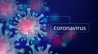 Coronavirus 2019-nCov, tıbbi konsept elementi, mikroskop virüsü Vector 3B tarzını kapat