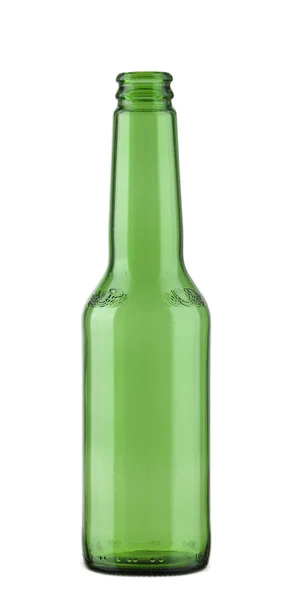 Ένα άδειο πράσινο μπουκάλι μπύρα απομονωθεί σε λευκό — Φωτογραφία Αρχείου