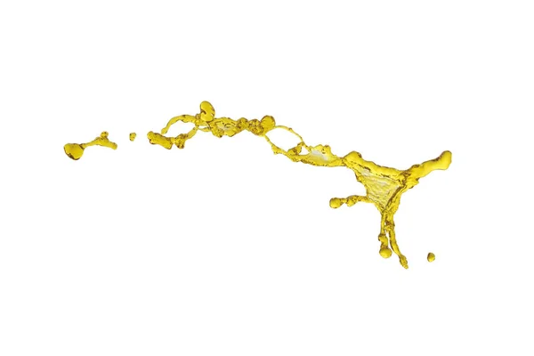Πετώντας υγρό splash ελαφρύ κίτρινο χρώμα πάνω από το λευκό φόντο — Φωτογραφία Αρχείου