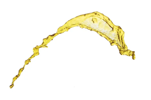 Hermoso líquido salpicadura de color amarillo claro aislado sobre blanco b — Foto de Stock