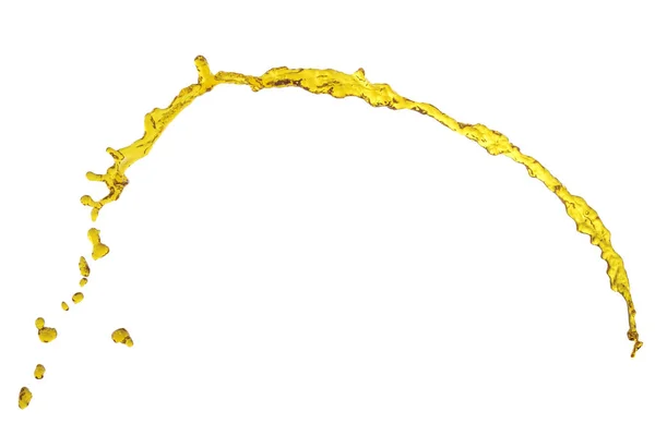 Жовті рідкі бризки над білим тлом — стокове фото