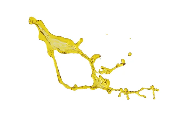 Respingo líquido amarelo sobre fundo branco — Fotografia de Stock