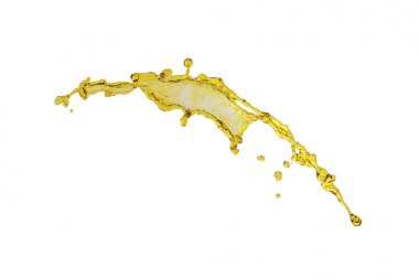 Beyaz arka plan üzerinde uçan yağ spreyi