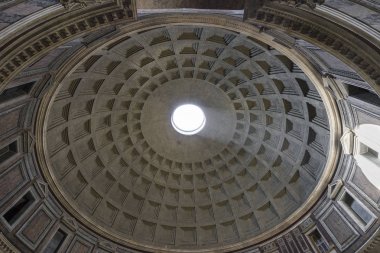 Pantheon bir kubbe. İç görünüm. Ray, bir uçtan bir uca geçen güneş