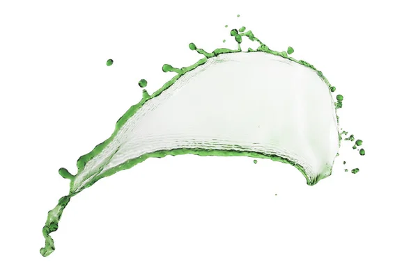 Красивий рідкий сплеск зеленого кольору ізольований на білому фоні — стокове фото