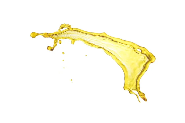 Voando óleo líquido respingo luz cor amarela — Fotografia de Stock
