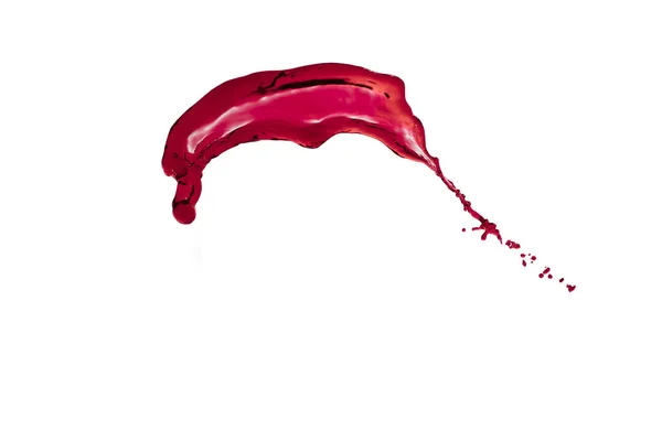 Bel liquido spruzzi di colore rosso isolato su sfondo bianco — Foto Stock