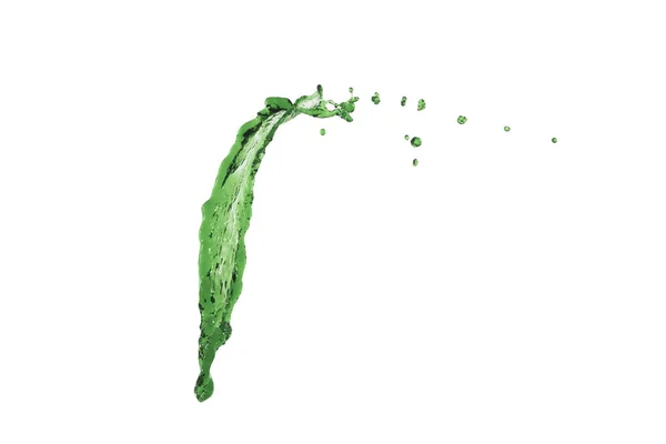 Літаючий сплеск зеленого кольору на білому фоні — стокове фото