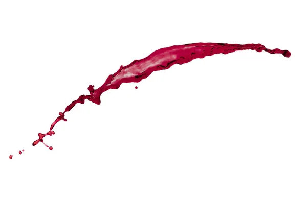 Vliegende vloeibare plons rode kleur op witte achtergrond — Stockfoto